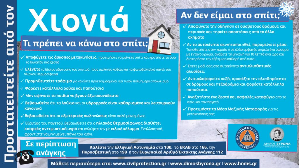 Δήμος Βύρωνα: Έκτακτη σύσκεψη στο ενόψει της κακοκαιρίας «Ελπίς»
