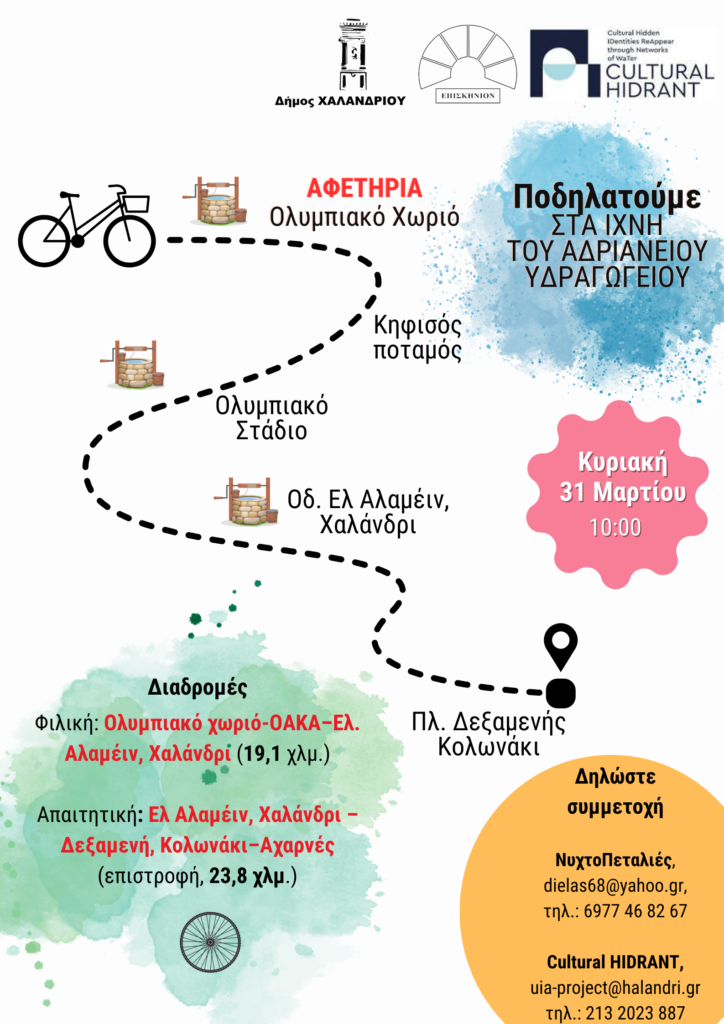 Δήμος Χαλανδρίου: «Ποδηλάτες του νερού» – Μεγάλος ποδηλατικός γύρος στα ίχνη του Αδριάνειου Υδραγωγείου, που αναδεικνύεται ξανά από τον Δήμο